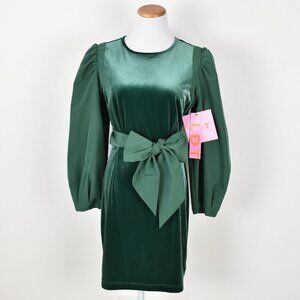 LDT Hannah Velvet Tie Front Bow Dress NEW - 6